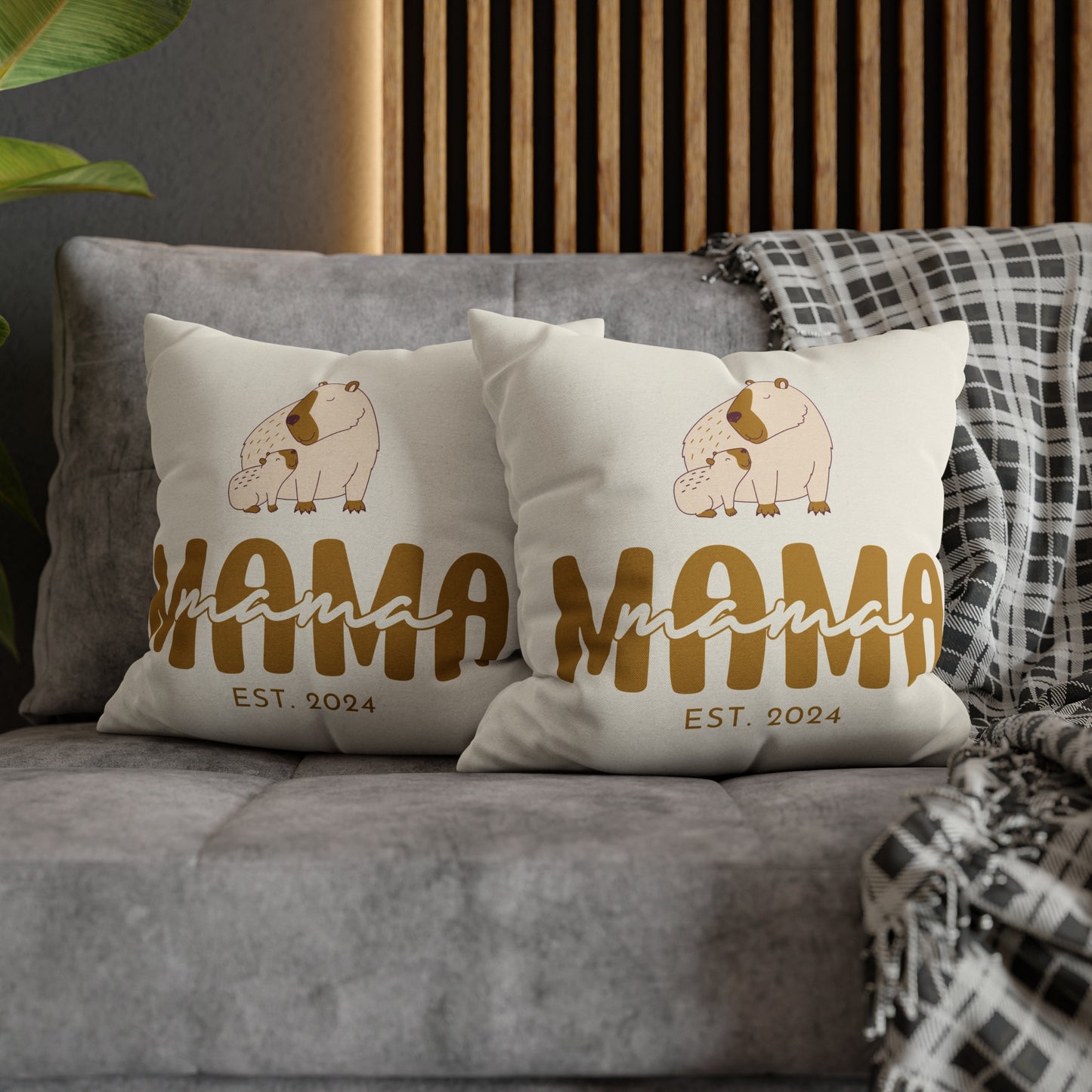 Personalized Mama Capybara Pillowcase Beige, Gift For Mom - HolidayShoppingFinds