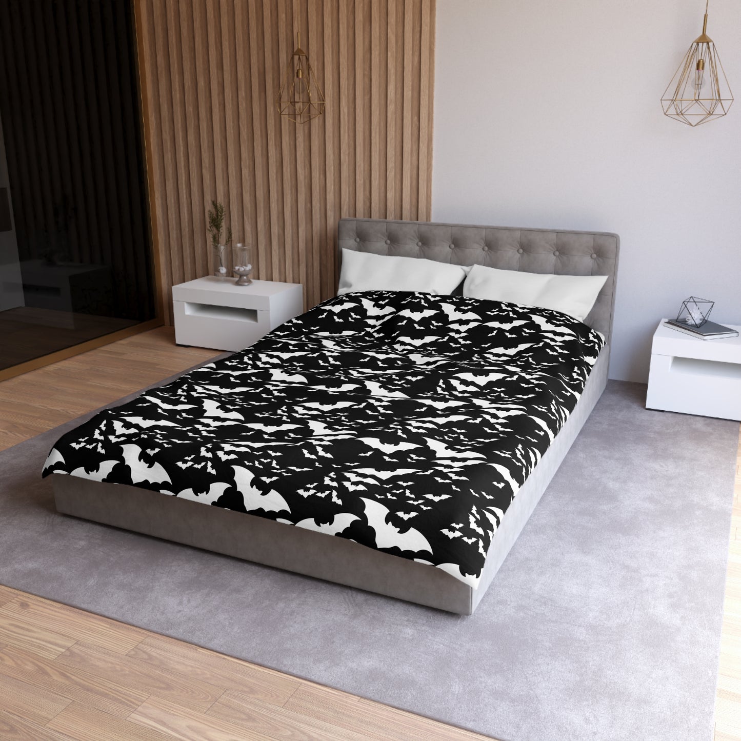 Spooky Bats Duvet Cover, Halloween Gothic Black Duvet, Twin/TwinXL/Queen/King Duvet - HolidayShoppingFinds
