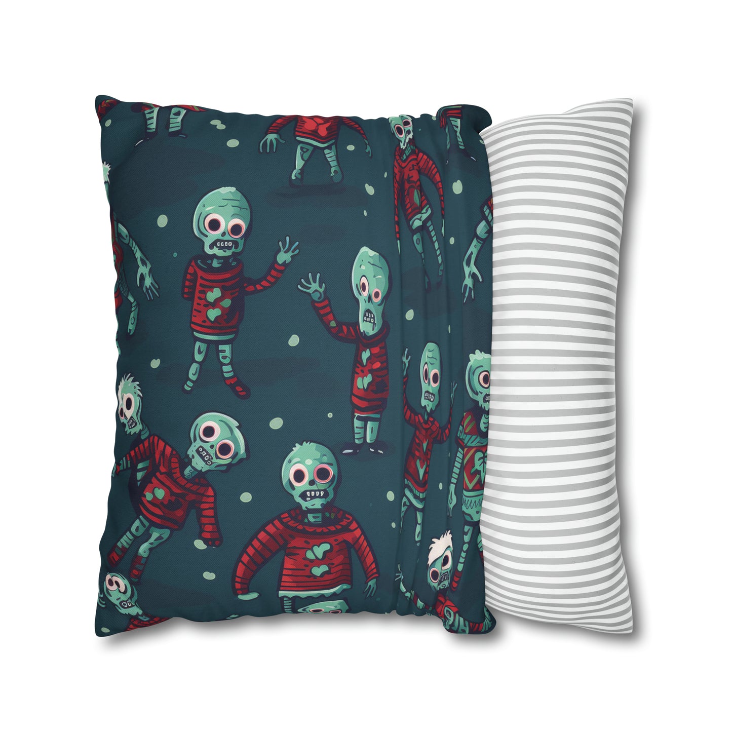 Zombie Decorative Pillowcase, Zombie Home Decor Pillow Cover Teal, Square 2-Sided Pillow - HolidayShoppingFinds