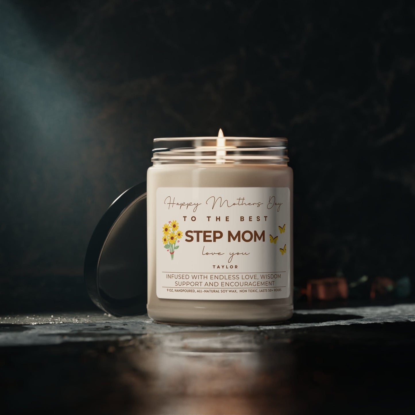 Personalized Candle for Step Mom, Mother's Day Step Mother Gift (G) Gift for Moms, 100% Vegan Soy Wax Scented Candle, Eco-Friendly - HolidayShoppingFinds