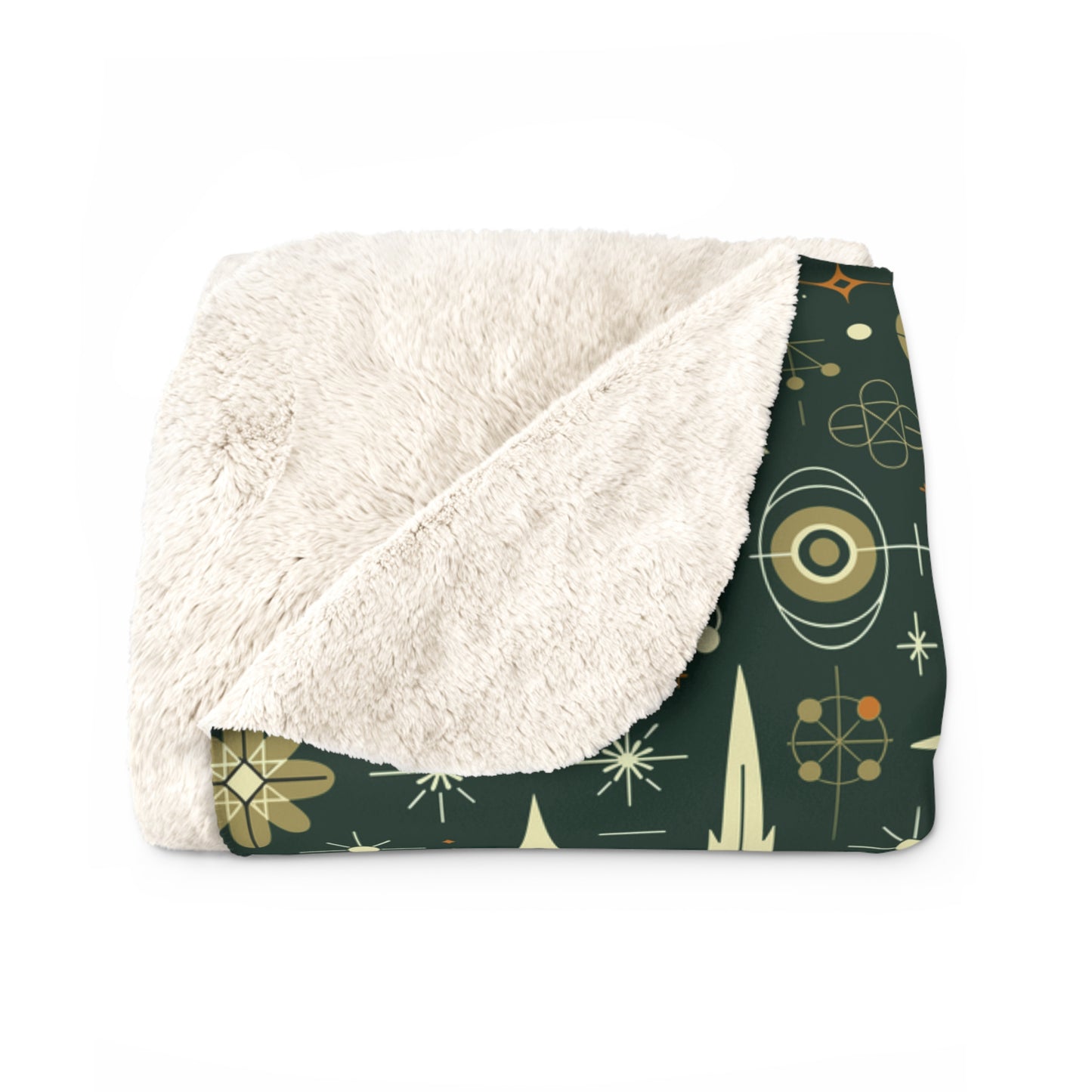 Green Gala Sherpa Fleece Blanket, Christmas Ornaments Throw Blanket - HolidayShoppingFinds