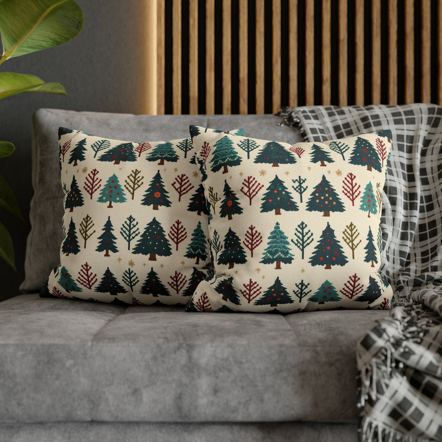 Christmas Trees Pillow, Winter Pines Holiday Accent Pillow, Holiday Gift (Insert Included) - HolidayShoppingFinds