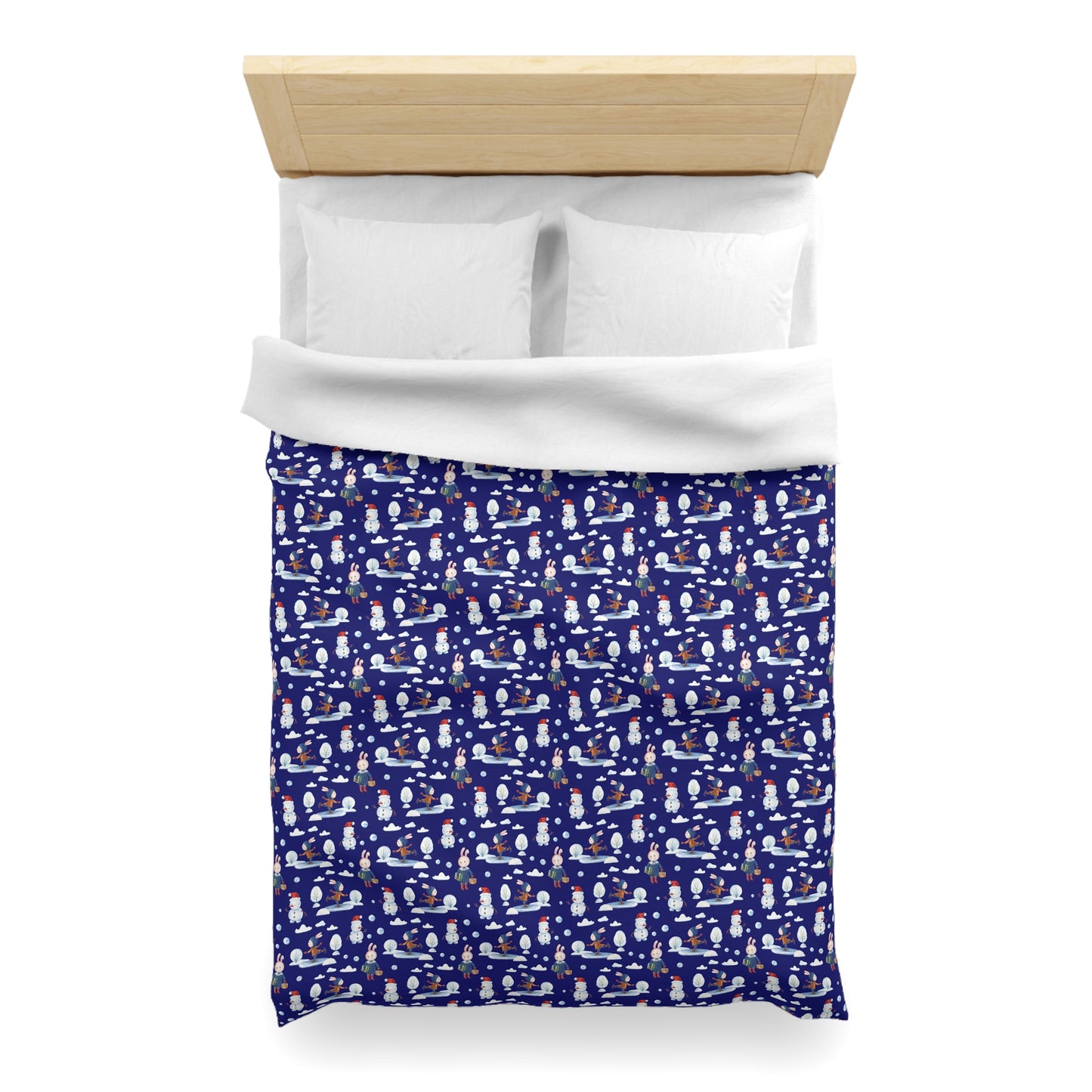 Snowman Duvet Covet, Holiday Duvet, Winter Blue Duvet Twin/TwinXL/Queen/King Duvet Twin XL White - HolidayShoppingFinds