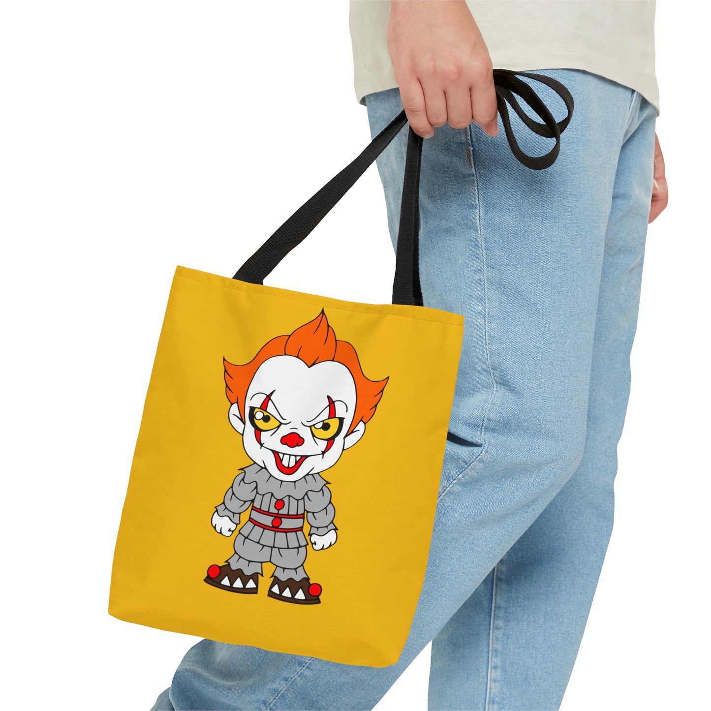 IT Pennywise Tote Bag, Halloween Horror Movie Fan Gift, Yellow Handbag, Trick or Treat Bag - HolidayShoppingFinds