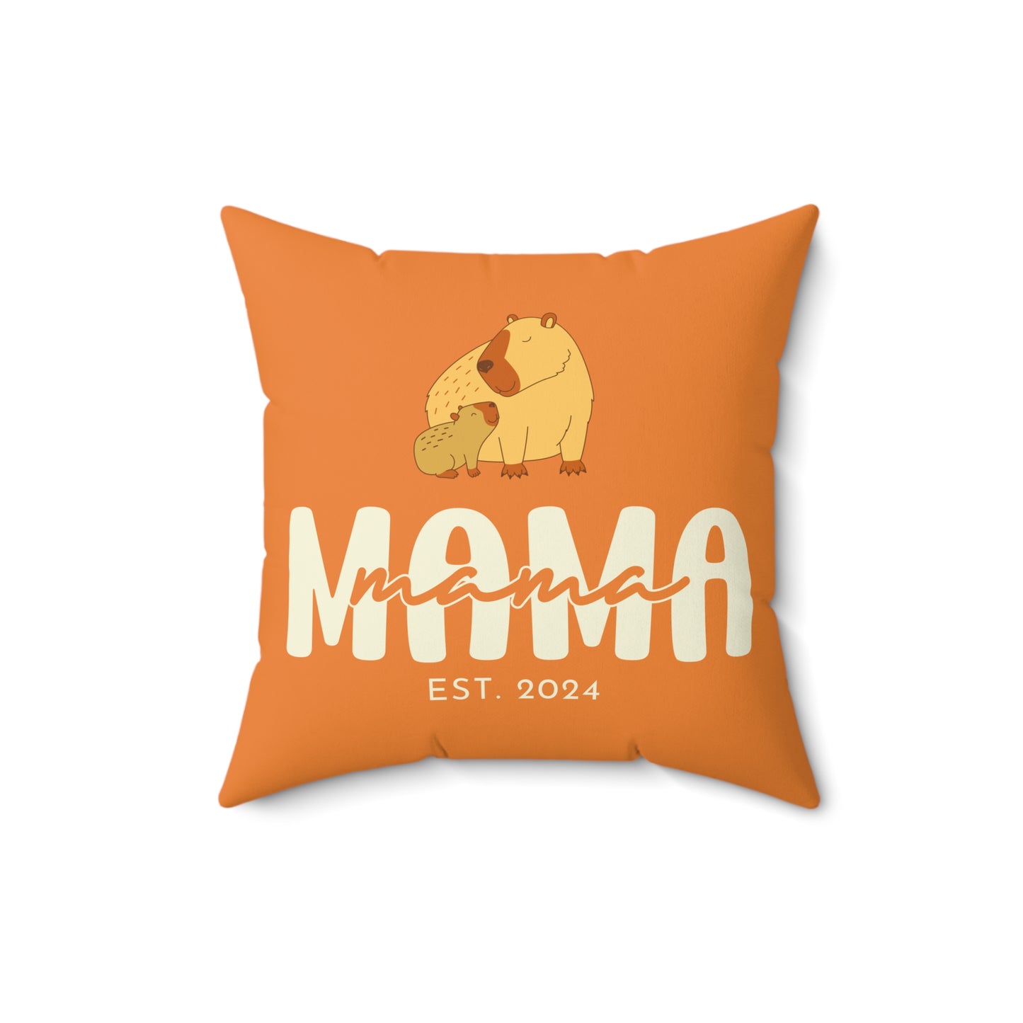 Personalized Mama Capybara Pillow Orange, Gift For Mom, Custom Pillow with insert - HolidayShoppingFinds