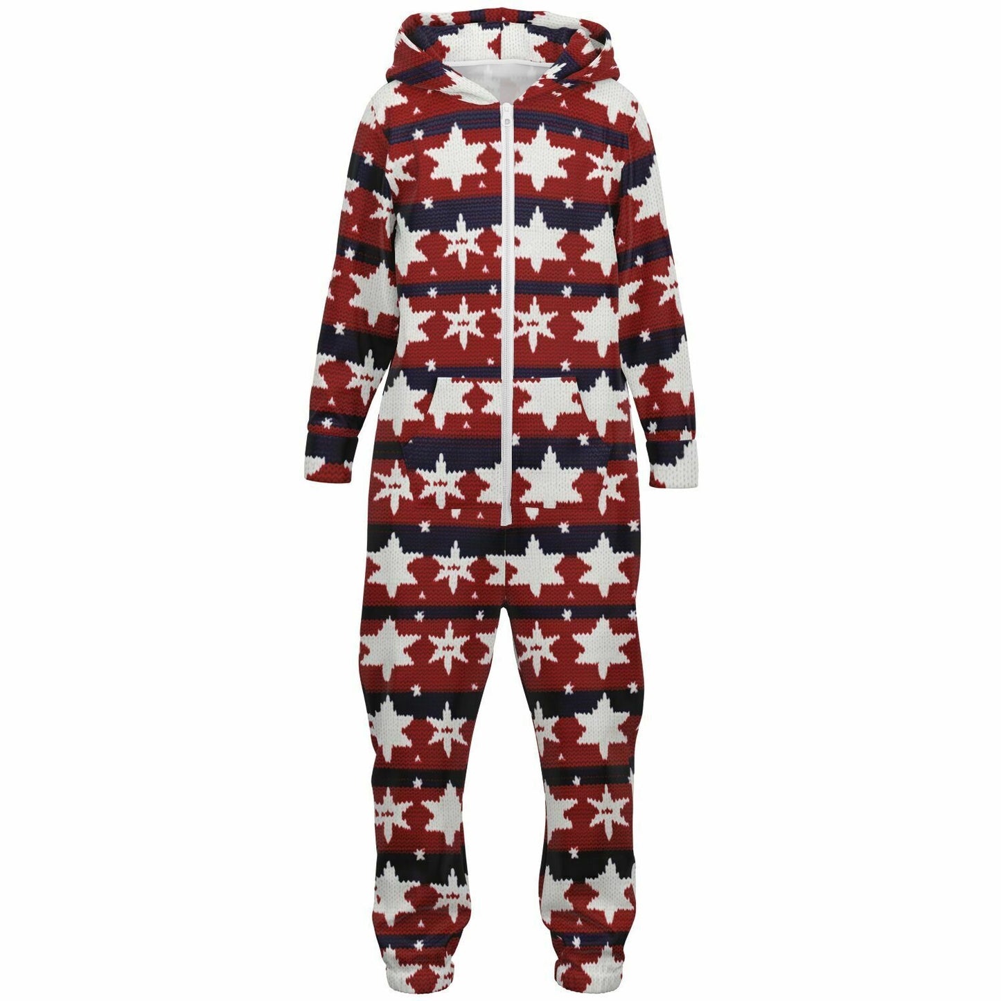 Americana Knitted Pattern Teens Onesie, Kids Patriotic Athletic Jumpsuit Red White & Blue - HolidayShoppingFinds