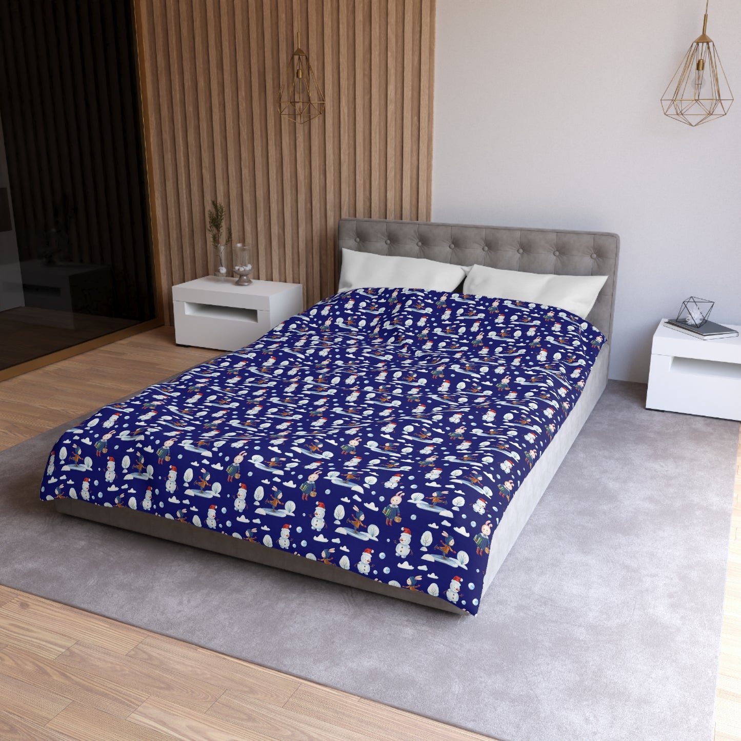Snowman Duvet Covet, Holiday Duvet, Winter Blue Duvet Twin/TwinXL/Queen/King Duvet - HolidayShoppingFinds