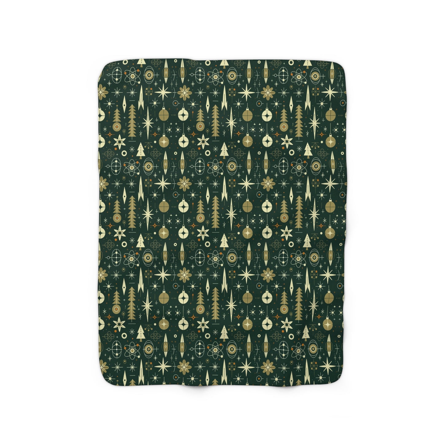 Green Gala Sherpa Fleece Blanket, Christmas Ornaments Throw Blanket - HolidayShoppingFinds