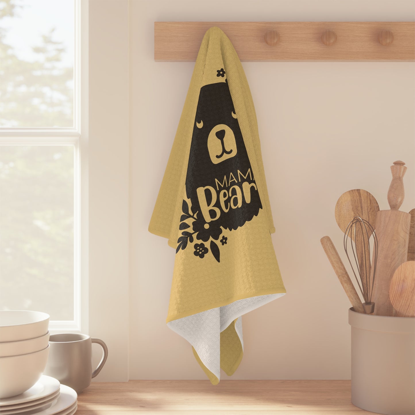 Personalized Mama Bear Kitchen Towel Grey, Custom Towel, Gift For Mom - HolidayShoppingFinds