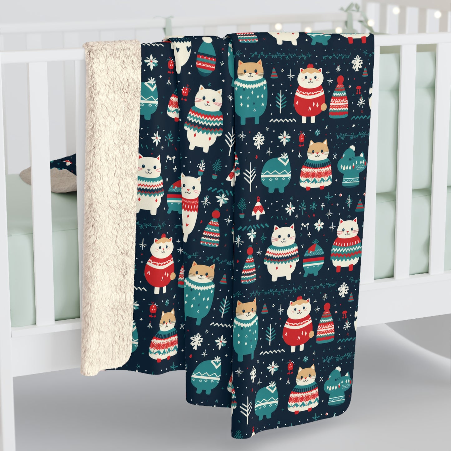 Cute Cats Sherpa Blanket, Kitten Blanket, Kitty Cartoon Blanket, Holiday Gift for Cat Lover Cat Mom, Cozy Throw Blanket, Holiday Gift - HolidayShoppingFinds