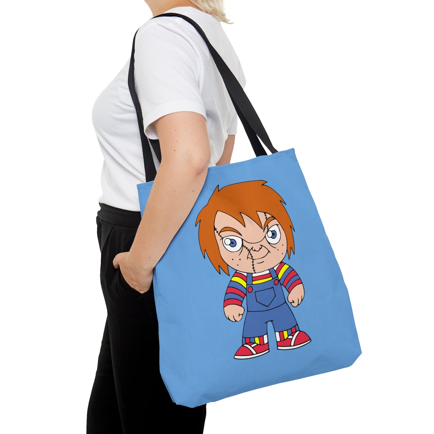 Chucky Tote Bag, Halloween Scary Doll Handbag, Horror Movie Fan Gift, Blue Trick or Treat Bag - HolidayShoppingFinds