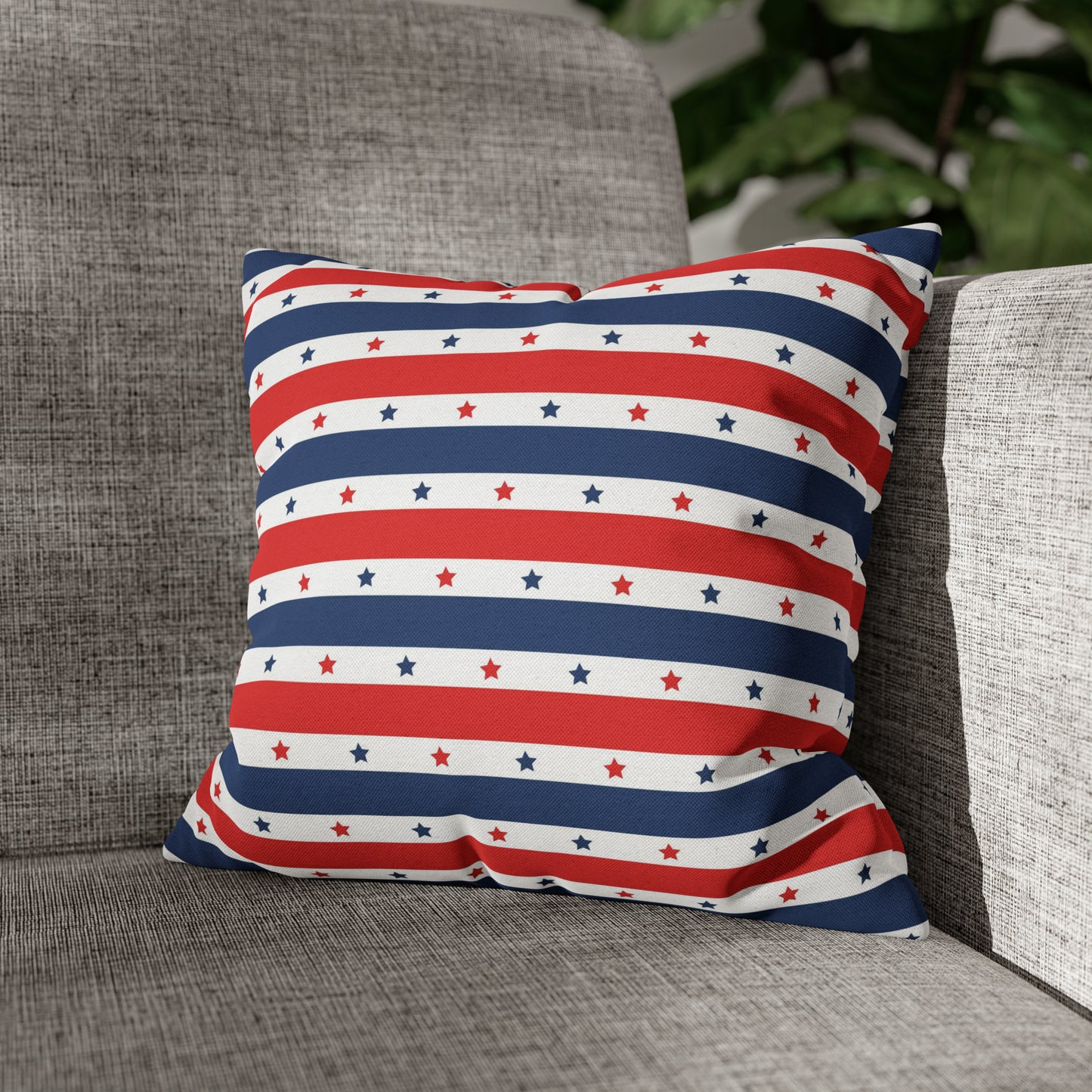 Patriotic Pillowcase, Stars & Stripes American Flag Accent Pillow Cover, Veterans 4th of July Memorial Day Home Decor 14" × 14" - HolidayShoppingFinds