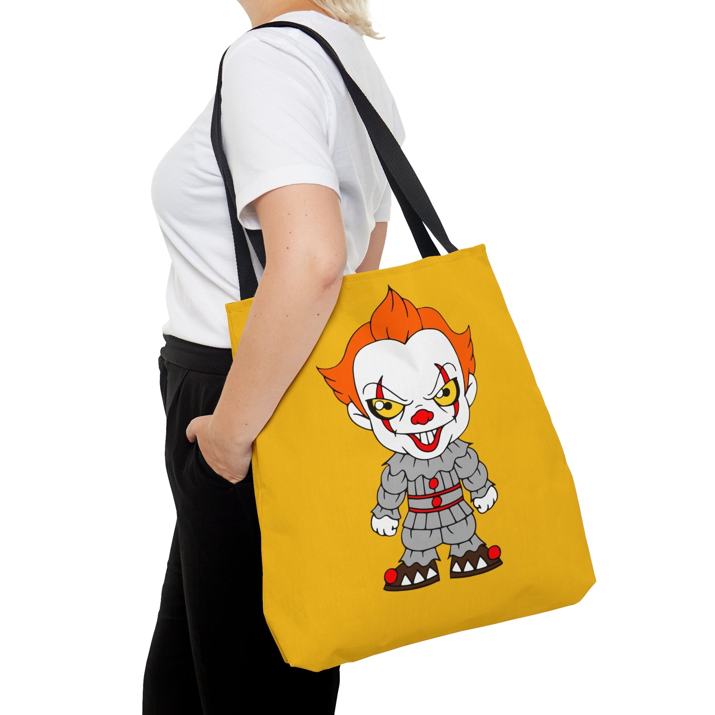 IT Pennywise Tote Bag, Halloween Horror Movie Fan Gift, Yellow Handbag, Trick or Treat Bag - HolidayShoppingFinds