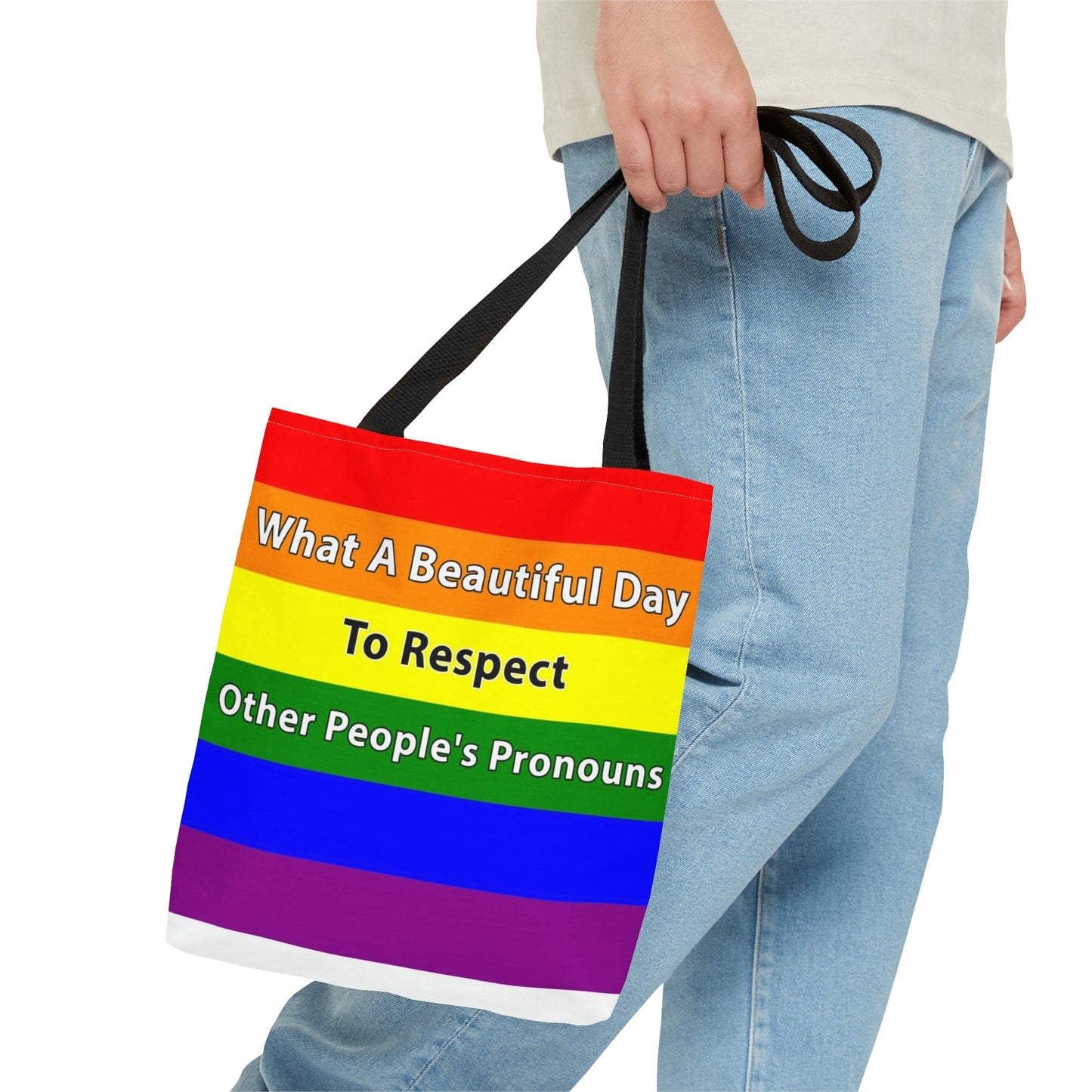 What A Beautiful Day to Respect Other People's Pronouns Tote Pride Equality LGBTQ+ Bag - HolidayShoppingFinds