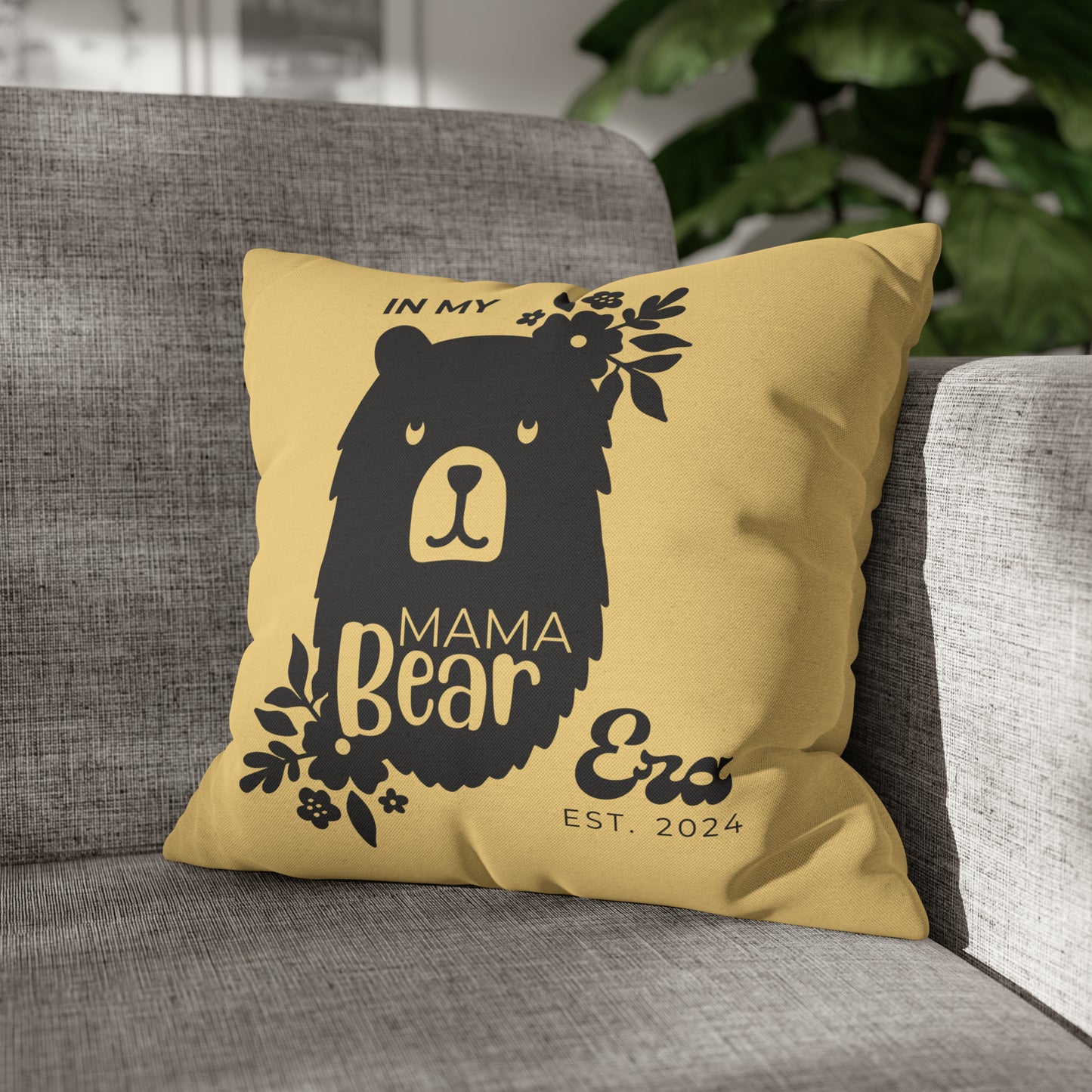 Personalized In My Mama Bear Era Pillowcase Buttery Yellow, Gift For Mom 16" × 16" - HolidayShoppingFinds