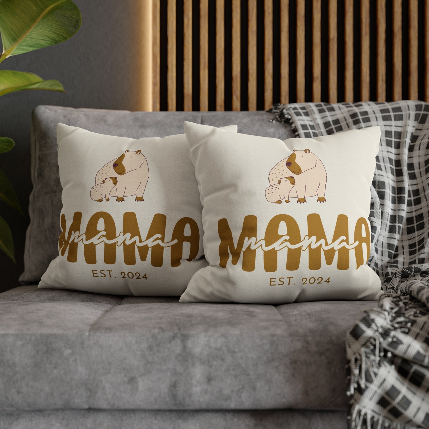 Personalized Mama Capybara Pillowcase Beige, Gift For Mom - HolidayShoppingFinds
