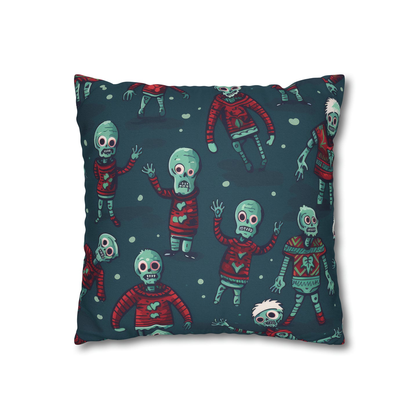 Zombie Decorative Pillowcase, Zombie Home Decor Pillow Cover Teal, Square 2-Sided Pillow - HolidayShoppingFinds