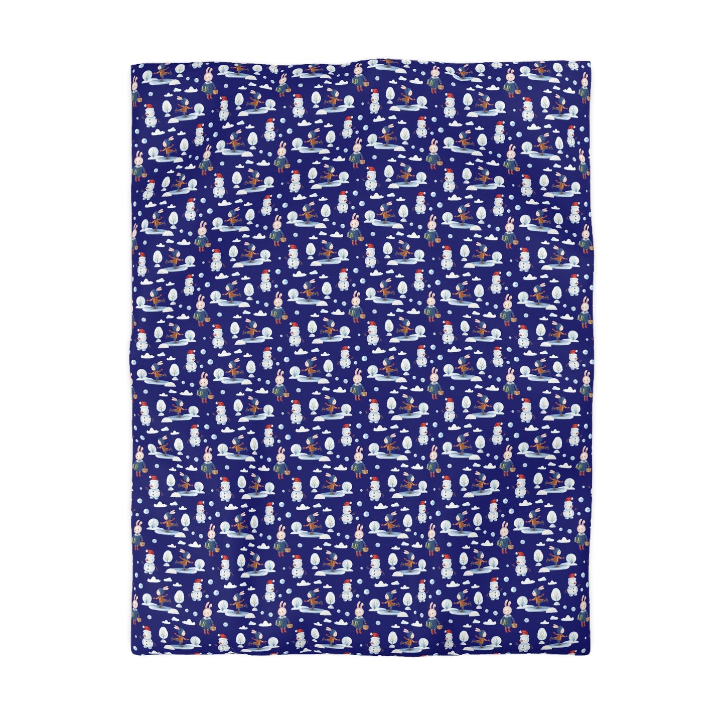 Snowman Duvet Covet, Holiday Duvet, Winter Blue Duvet Twin/TwinXL/Queen/King Duvet - HolidayShoppingFinds