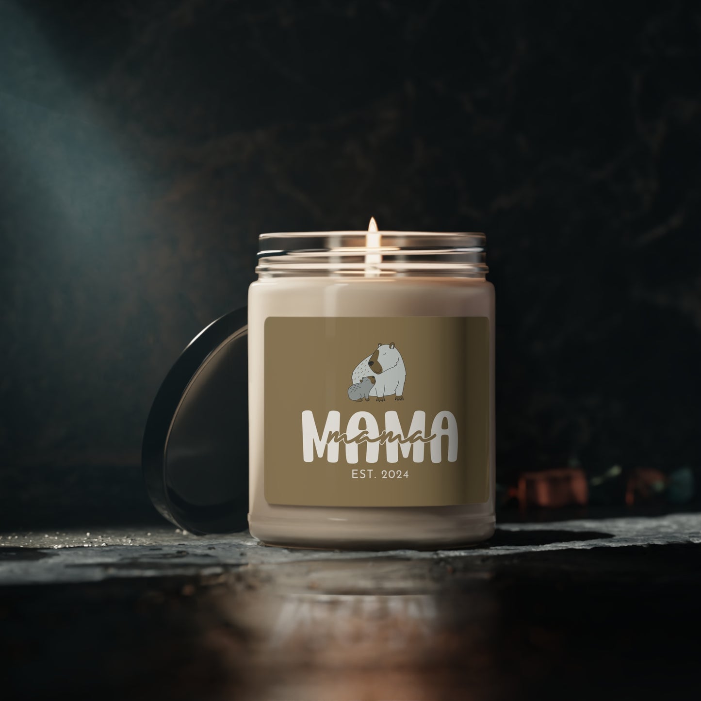 Personalized Mama Capybara Candle Khaki, Best Mom Gift, 100% Vegan Soy Wax Candle Eco-Friendly Long-Lasting Candle - HolidayShoppingFinds