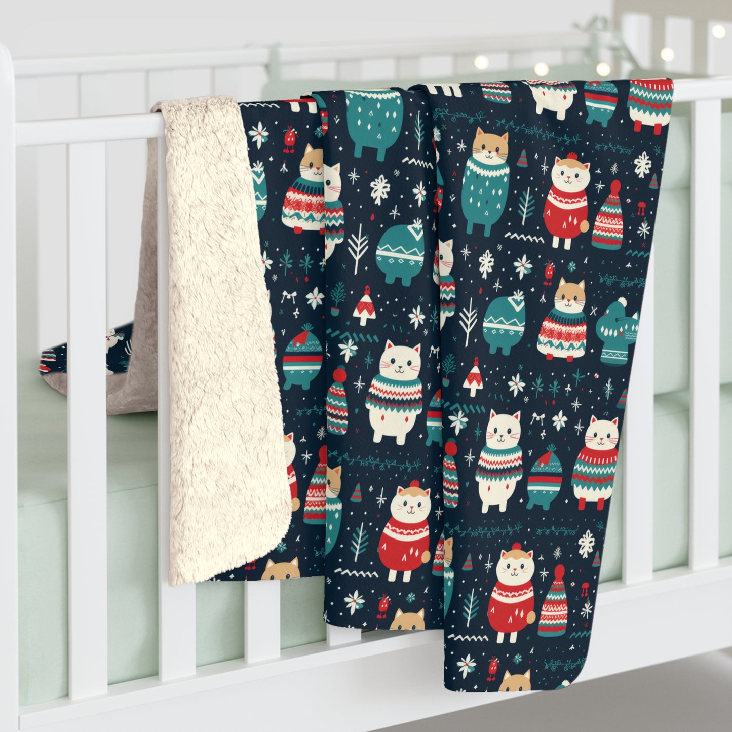 Cute Cats Sherpa Blanket, Kitten Blanket, Kitty Cartoon Blanket, Holiday Gift for Cat Lover Cat Mom, Cozy Throw Blanket, Holiday Gift - HolidayShoppingFinds