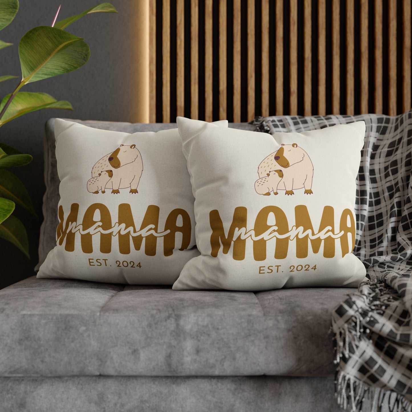 Personalized Mama Capybara Pillowcase Beige, Gift For Mom - HolidayShoppingFinds
