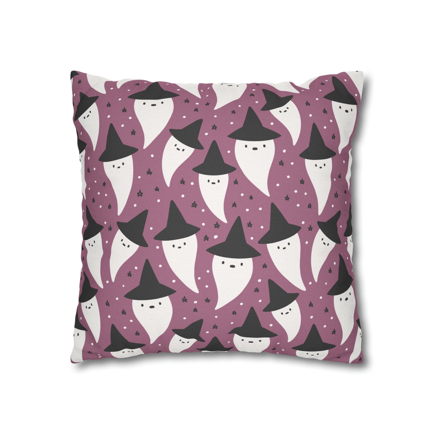 Whimsical Pillowcase, Spooky Ghosts Halloween Purple Pillow Cover, Square Accent Pillow Case - HolidayShoppingFinds