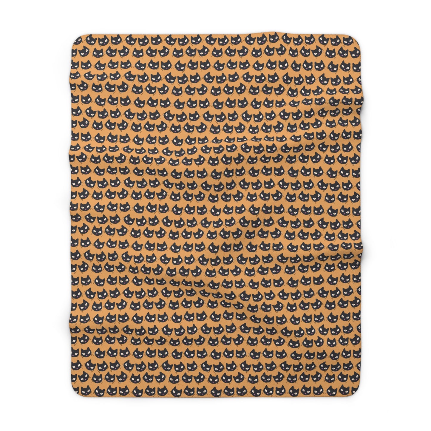 Black Cat Sherpa Blanket, Halloween Cat Lover Orange Throw Blanket, Cute Cats Sofa Blanket - HolidayShoppingFinds