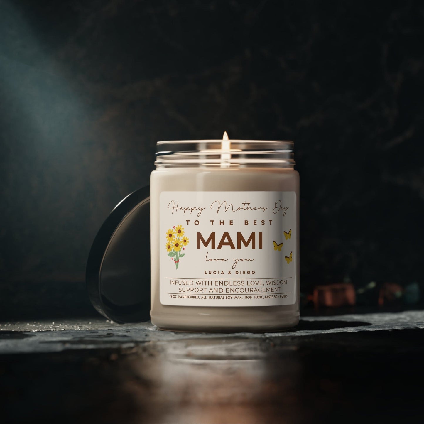 Personalized Candle for Mami Happy Mother's Day Candle Custom Gift (D) Gift for Moms, 100% Vegan Soy Wax Scented Candle, Eco-Friendly - HolidayShoppingFinds
