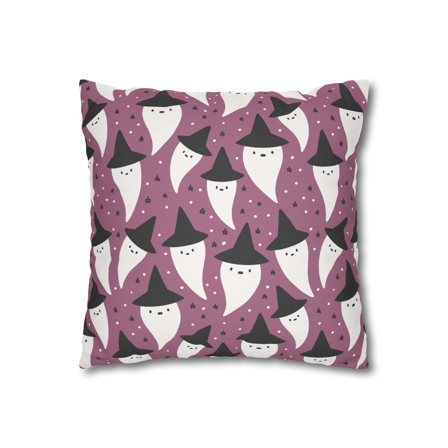 Whimsical Pillowcase, Spooky Ghosts Halloween Purple Pillow Cover, Square Accent Pillow Case - HolidayShoppingFinds