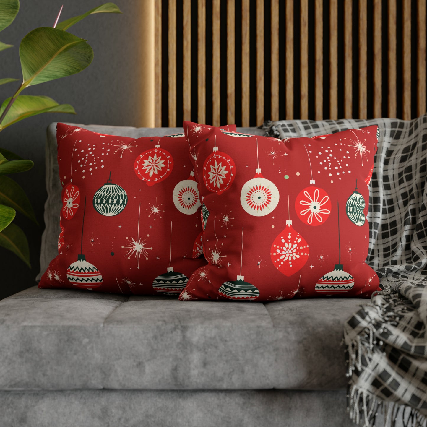 Christmas Ornaments Pillowcase, Winter Holiday Red Pillow Case Cover, Holiday Gift - HolidayShoppingFinds