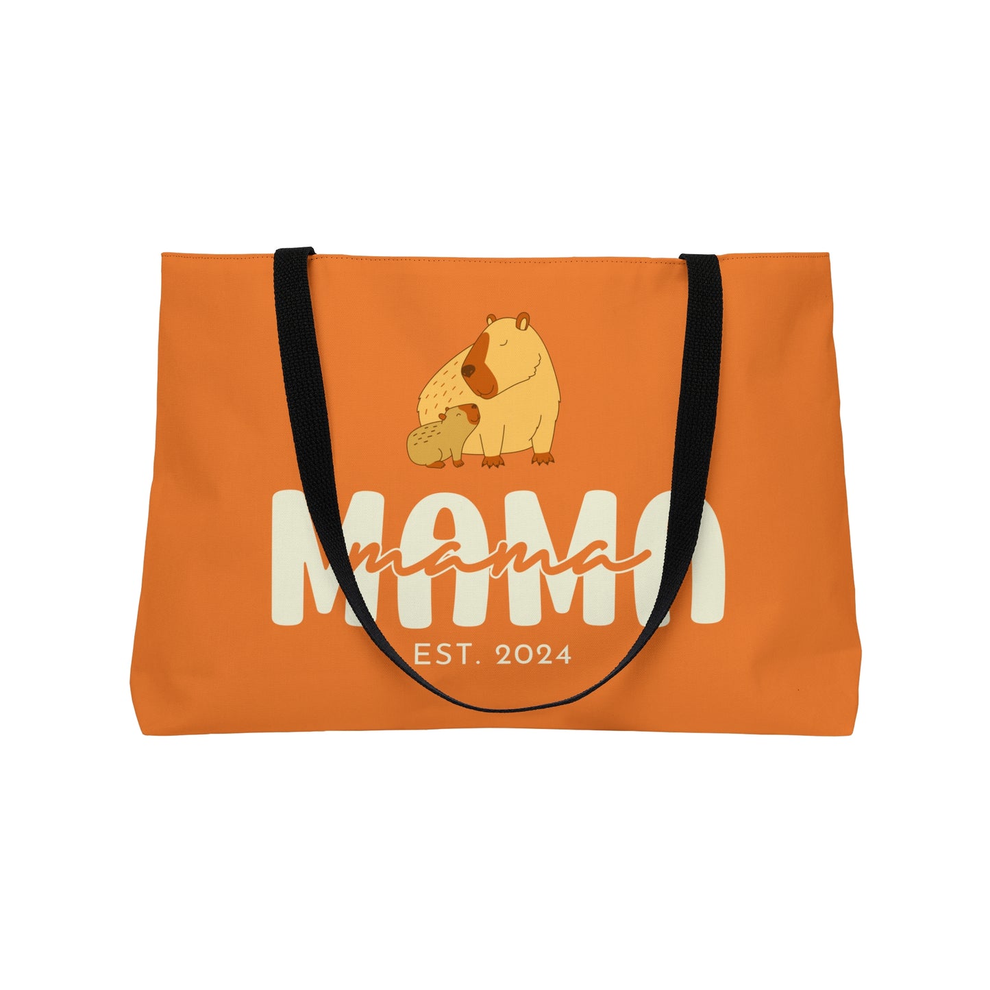 Personalized Mama Capybara Weekender Tote Orange, Gift For Mom - HolidayShoppingFinds