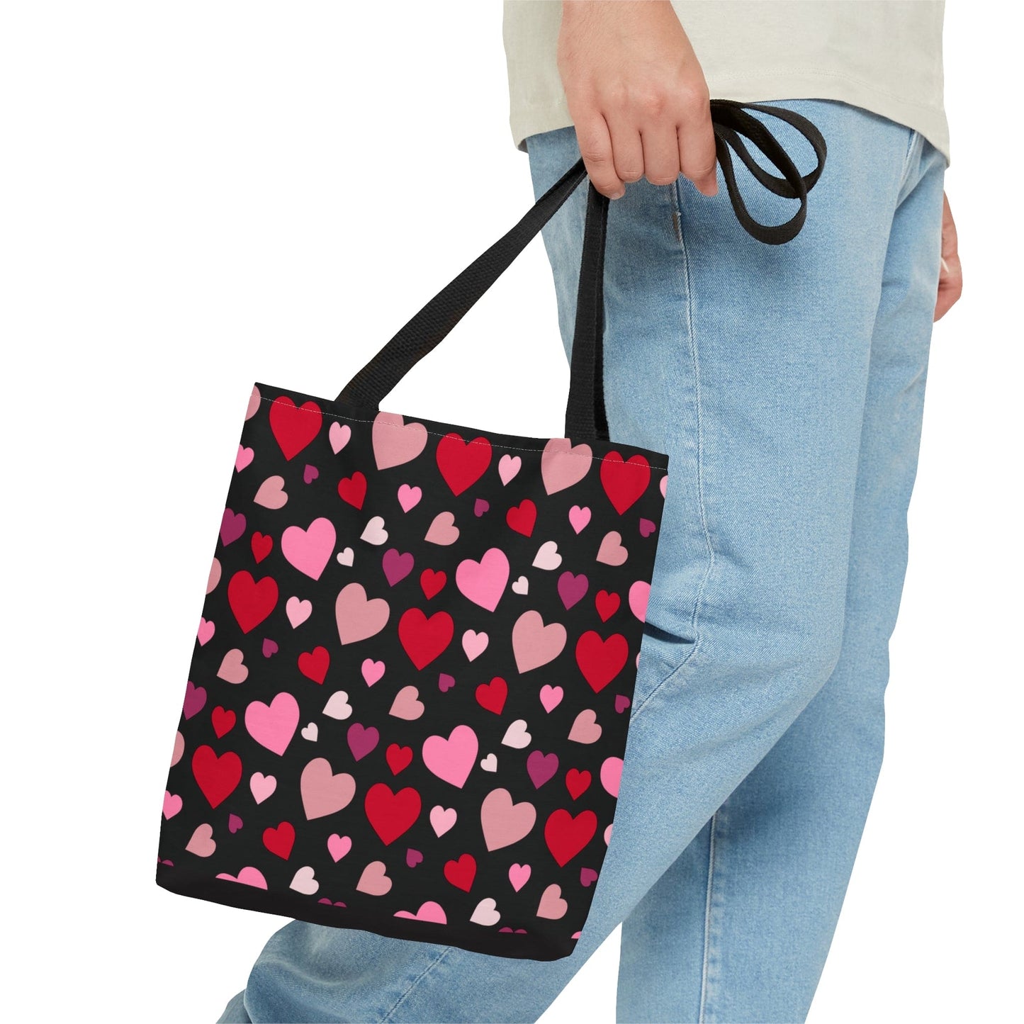 Crazy Hearts Pattern Black Tote Bag - Valentine's Day Gift - HolidayShoppingFinds