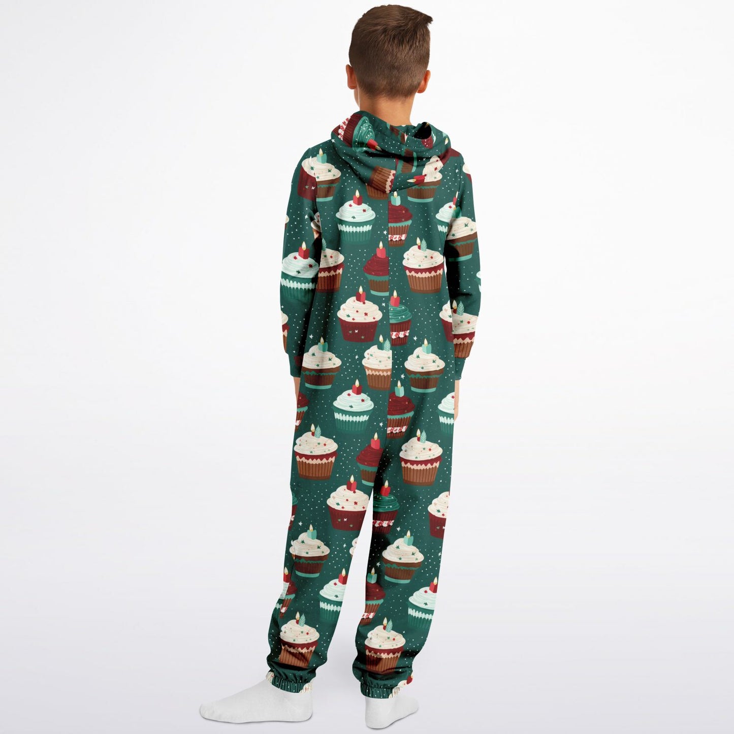 Holiday Cupcake Teens Onesie: Boys & Girls Union Suit Athletic Green Jumpsuit - HolidayShoppingFinds
