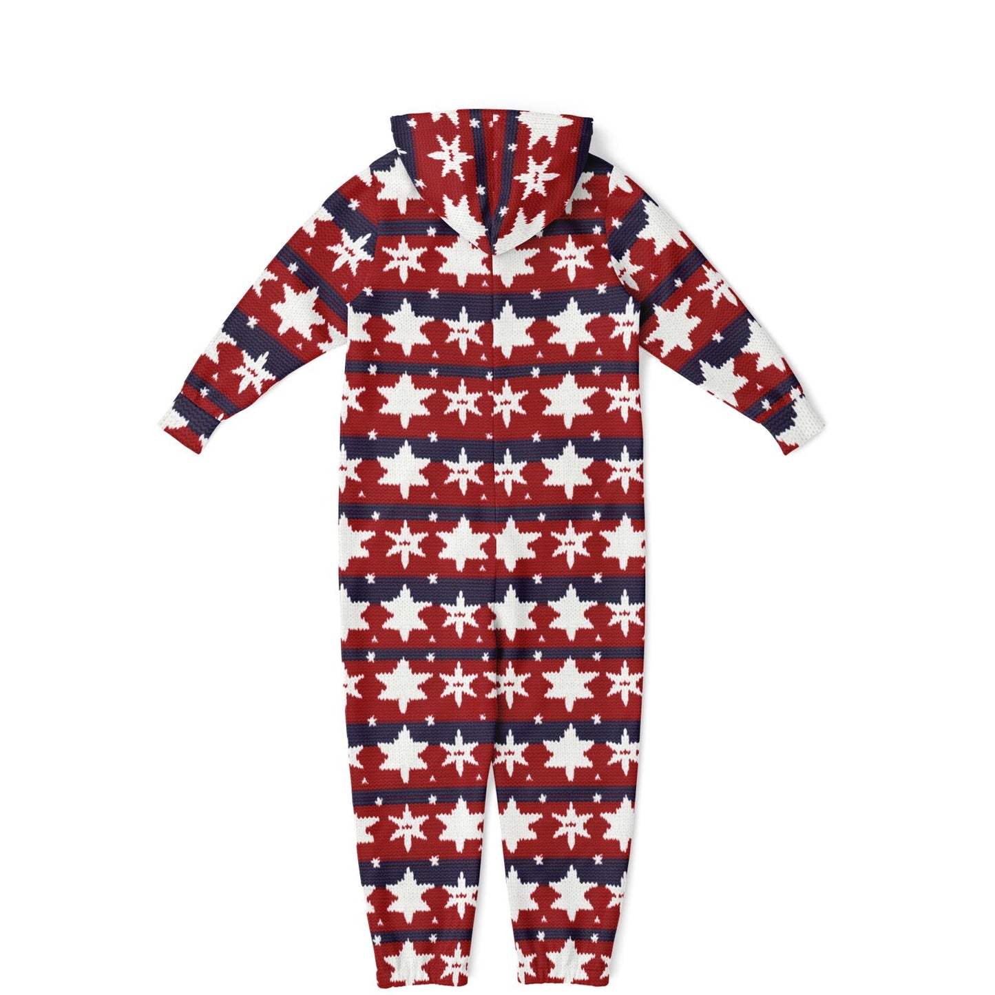 Americana Knitted Pattern Teens Onesie, Kids Patriotic Athletic Jumpsuit Red White & Blue - HolidayShoppingFinds