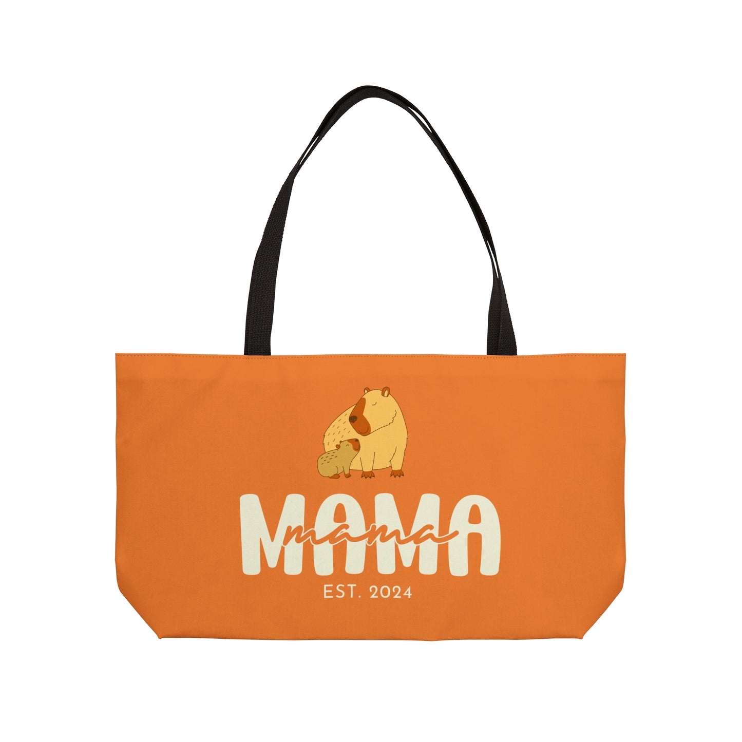 Personalized Mama Capybara Weekender Tote Orange, Gift For Mom - HolidayShoppingFinds