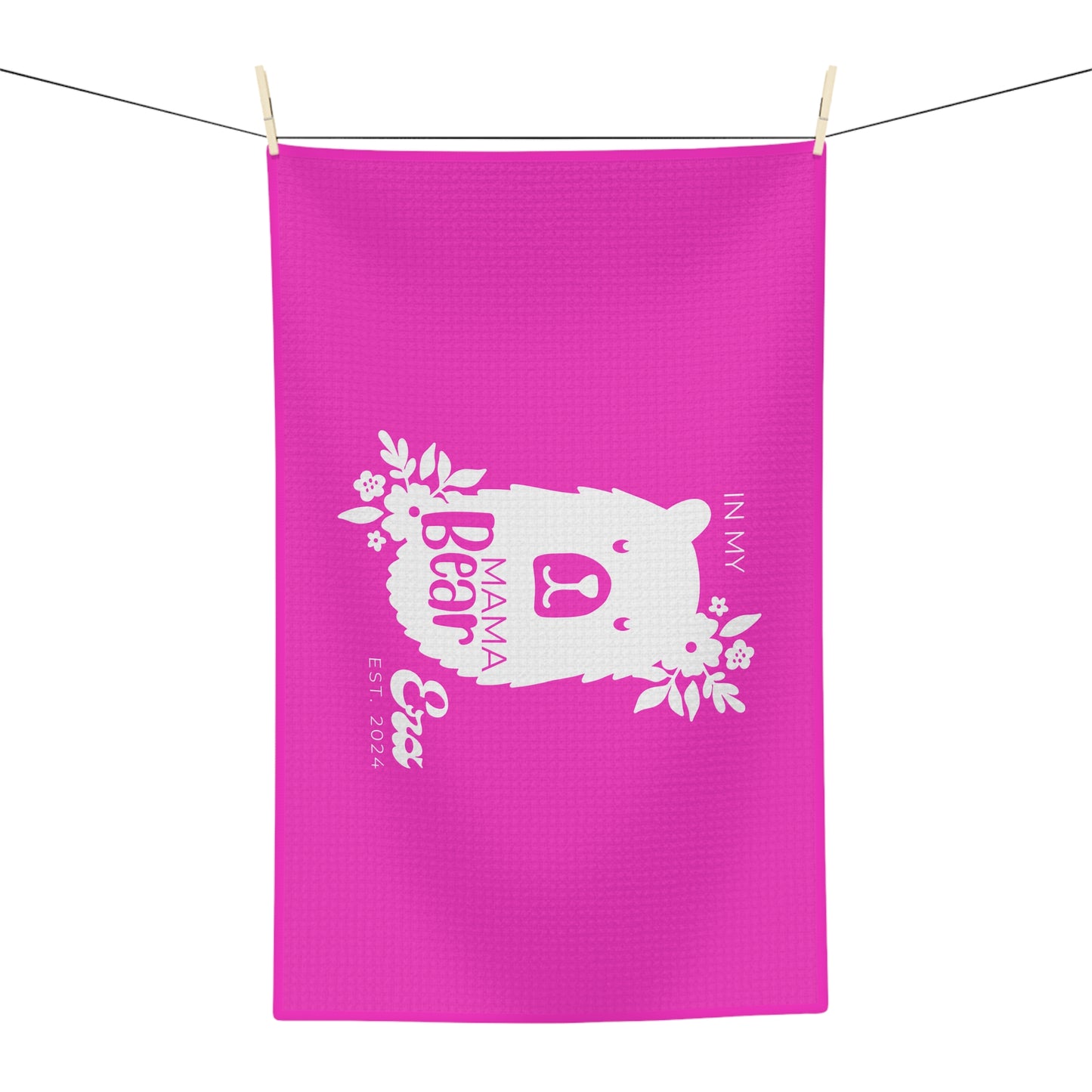 Personalized Mama Bear Kitchen Towel Pink, Custom Towel, Gift For Mom - HolidayShoppingFinds