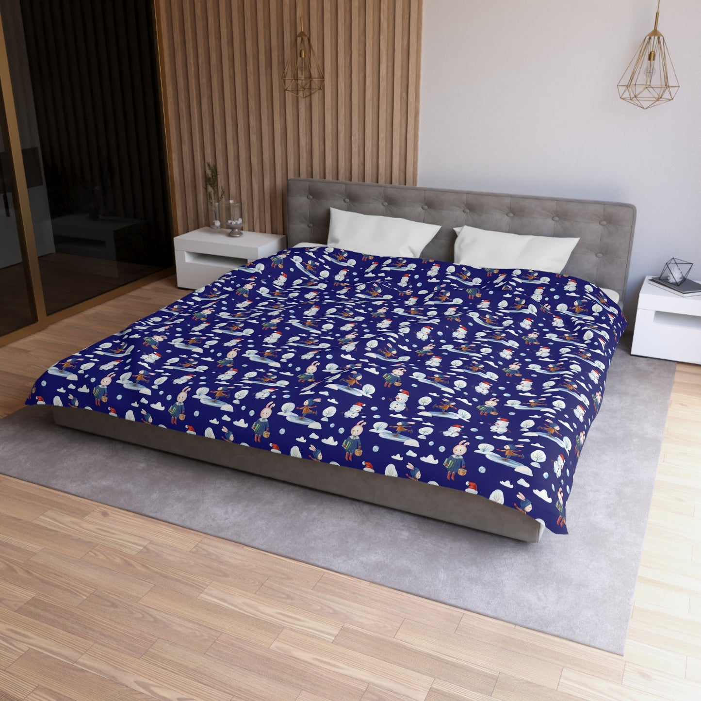 Snowman Duvet Covet, Holiday Duvet, Winter Blue Duvet Twin/TwinXL/Queen/King Duvet - HolidayShoppingFinds