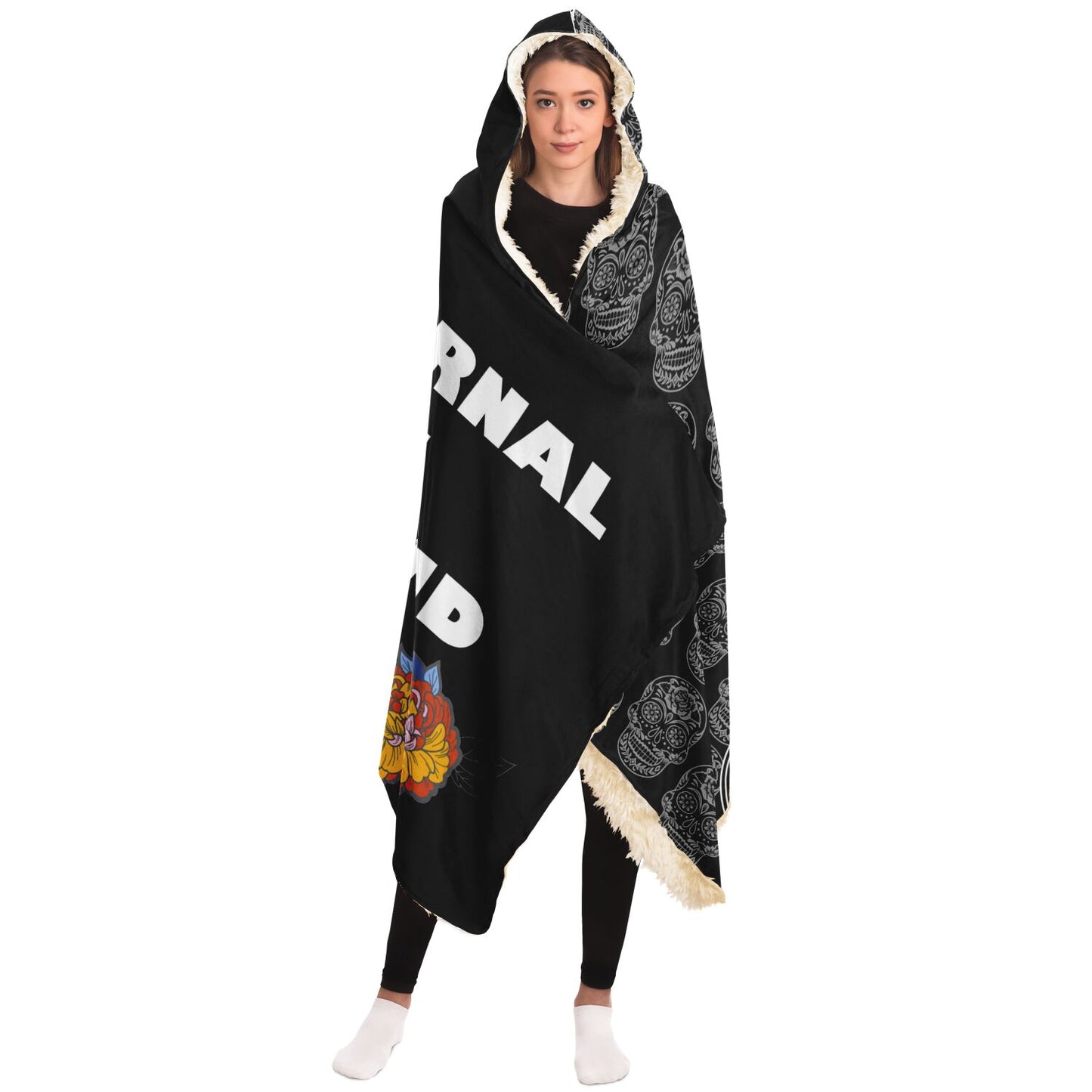 Sugar Skull Day of the Dead Dia De Los Muertos Halloween Hooded Blanket - HolidayShoppingFinds