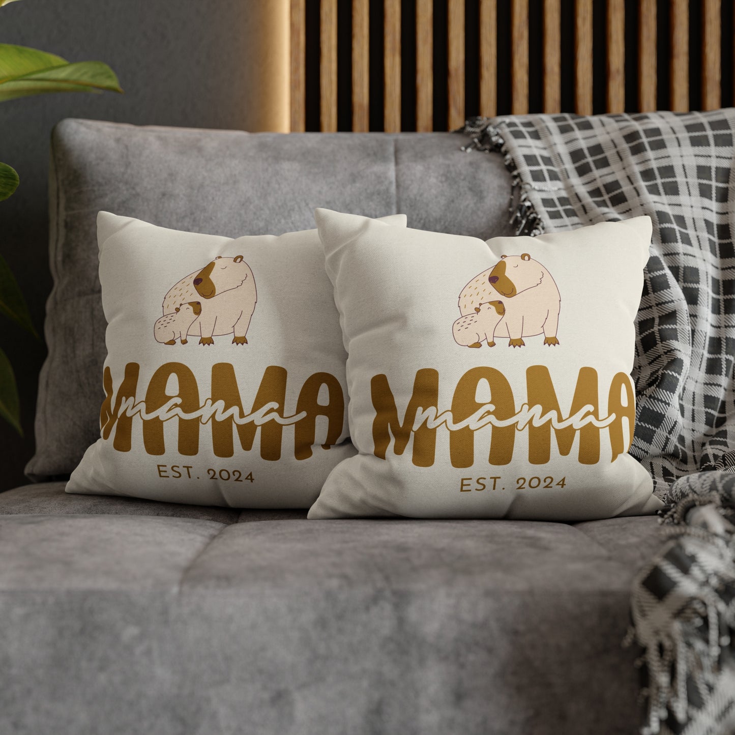 Personalized Mama Capybara Pillowcase Beige, Gift For Mom - HolidayShoppingFinds
