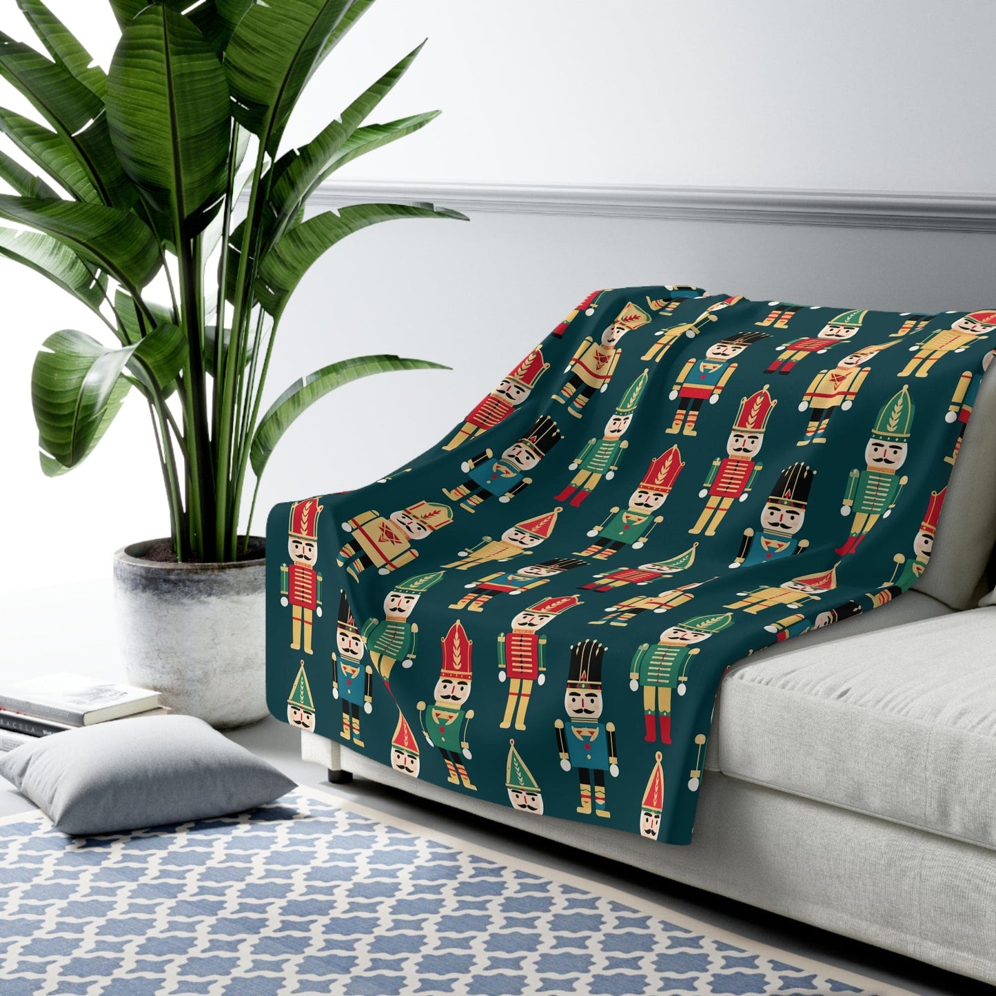 Christmas Nutcracker Sherpa Blanket - Festive Winter Throw Design 60" × 80" - HolidayShoppingFinds