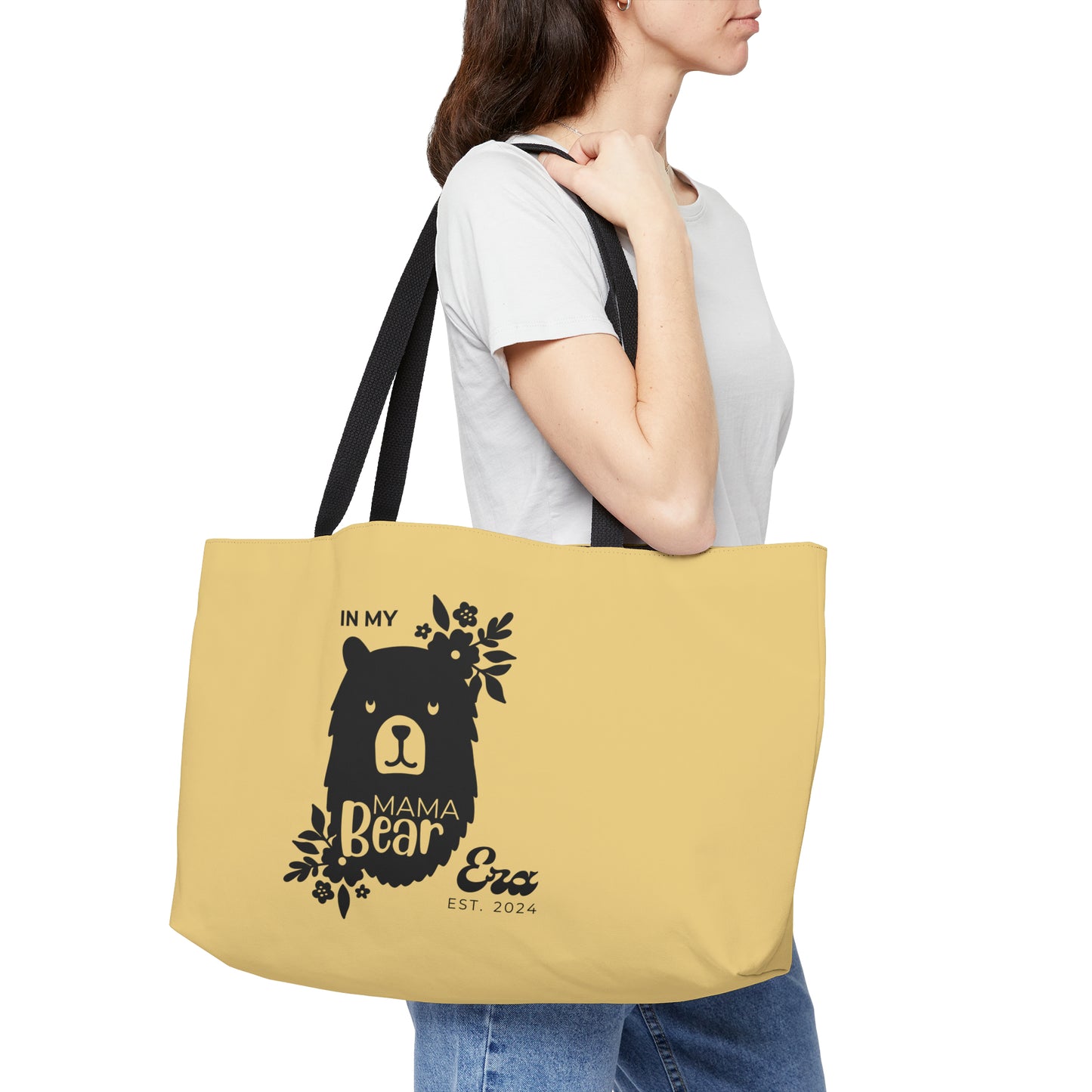 Personalized In My Mama Bear Era Weekender Tote Bag Buttery Yellow Gift for Mom - HolidayShoppingFinds