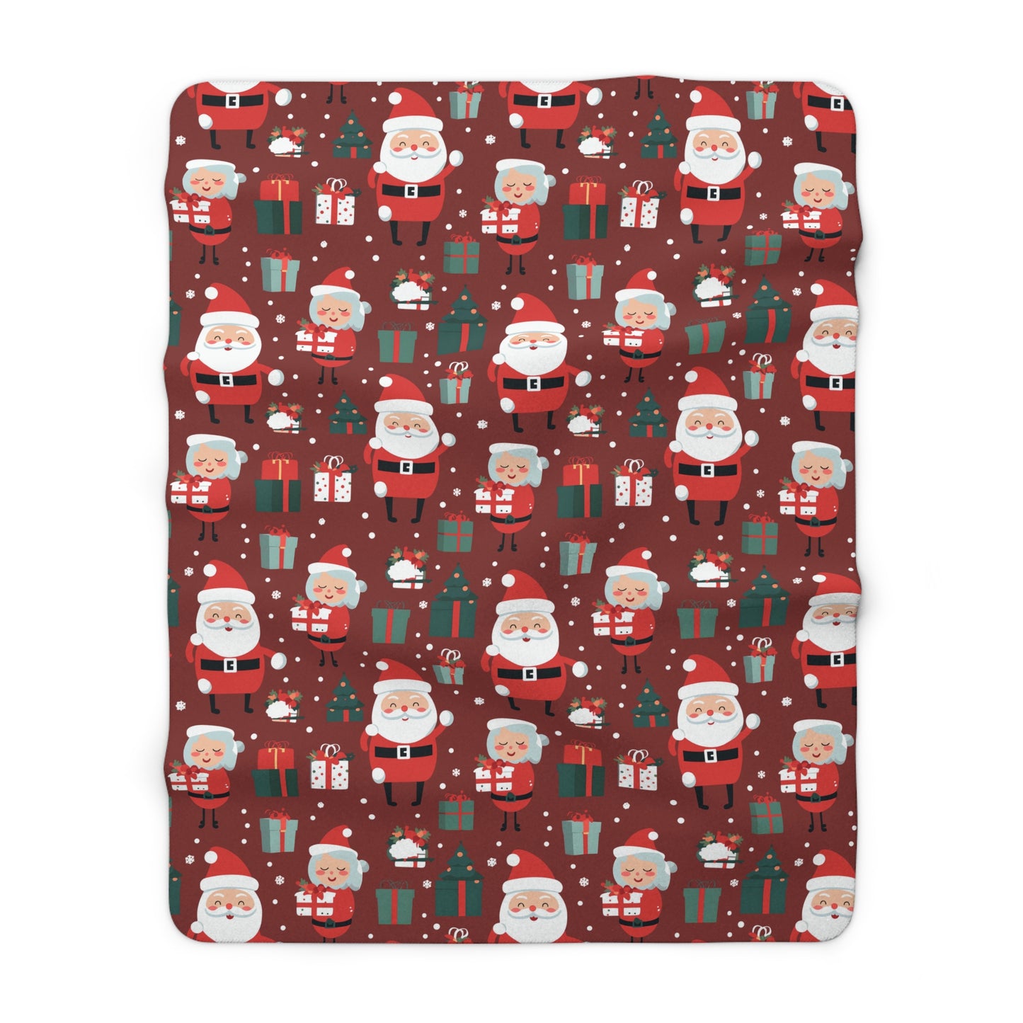 Santa & Mrs. Claus Sherpa Blanket, Christmas Holiday Fleece Blanket, Cozy Throw Blanket, Holiday Gift - HolidayShoppingFinds