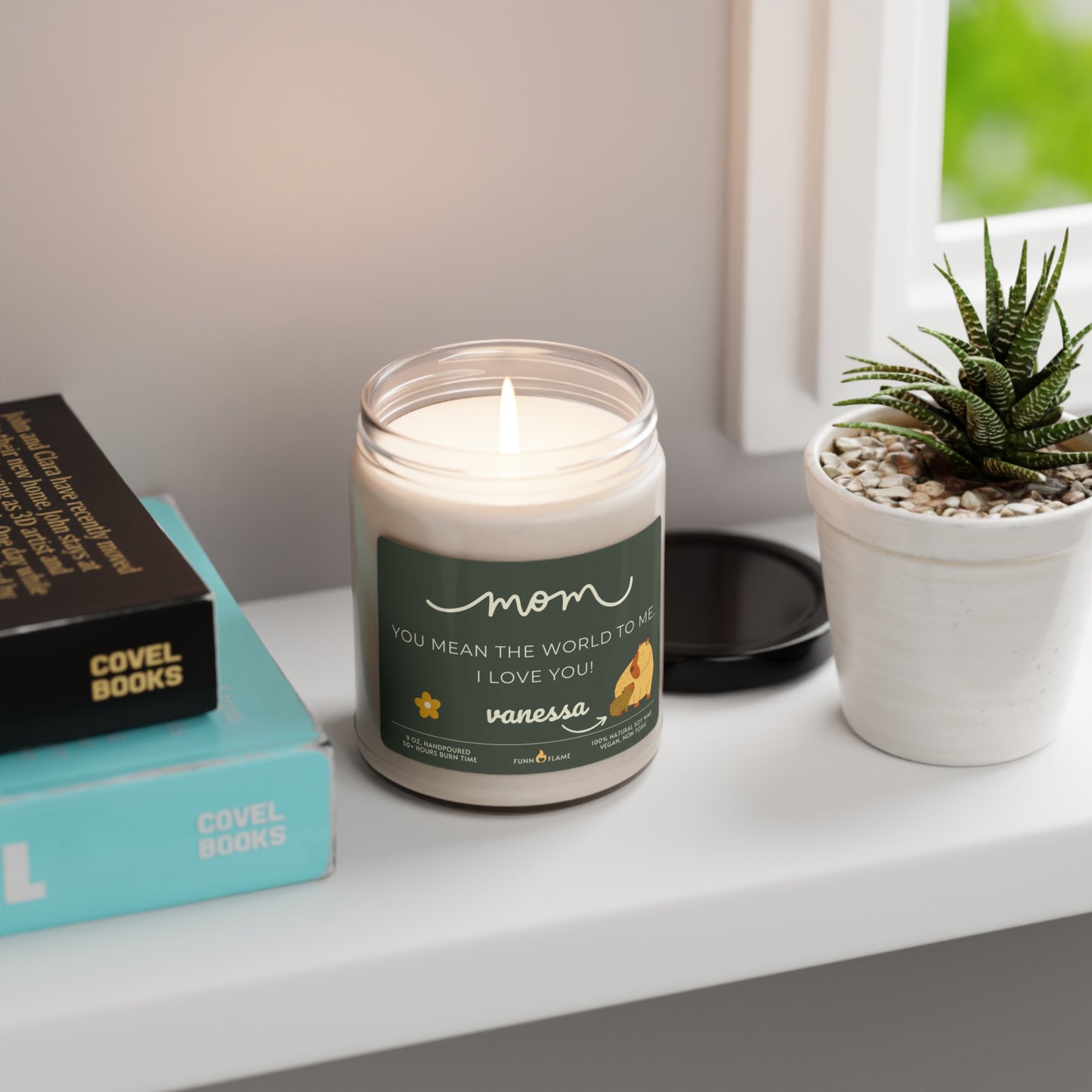 Personalized Mom Capybara Candle, Mother's Day Gift, Birthday, Green, 100% Vegan Soy Wax Scented Candle, Eco-Friendly - HolidayShoppingFinds