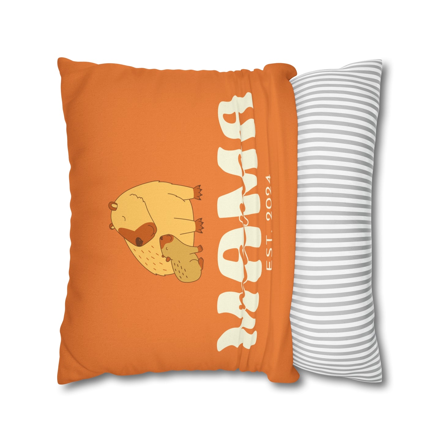 Personalized Mama Capybara Pillowcase Orange, Gift For Mom - HolidayShoppingFinds