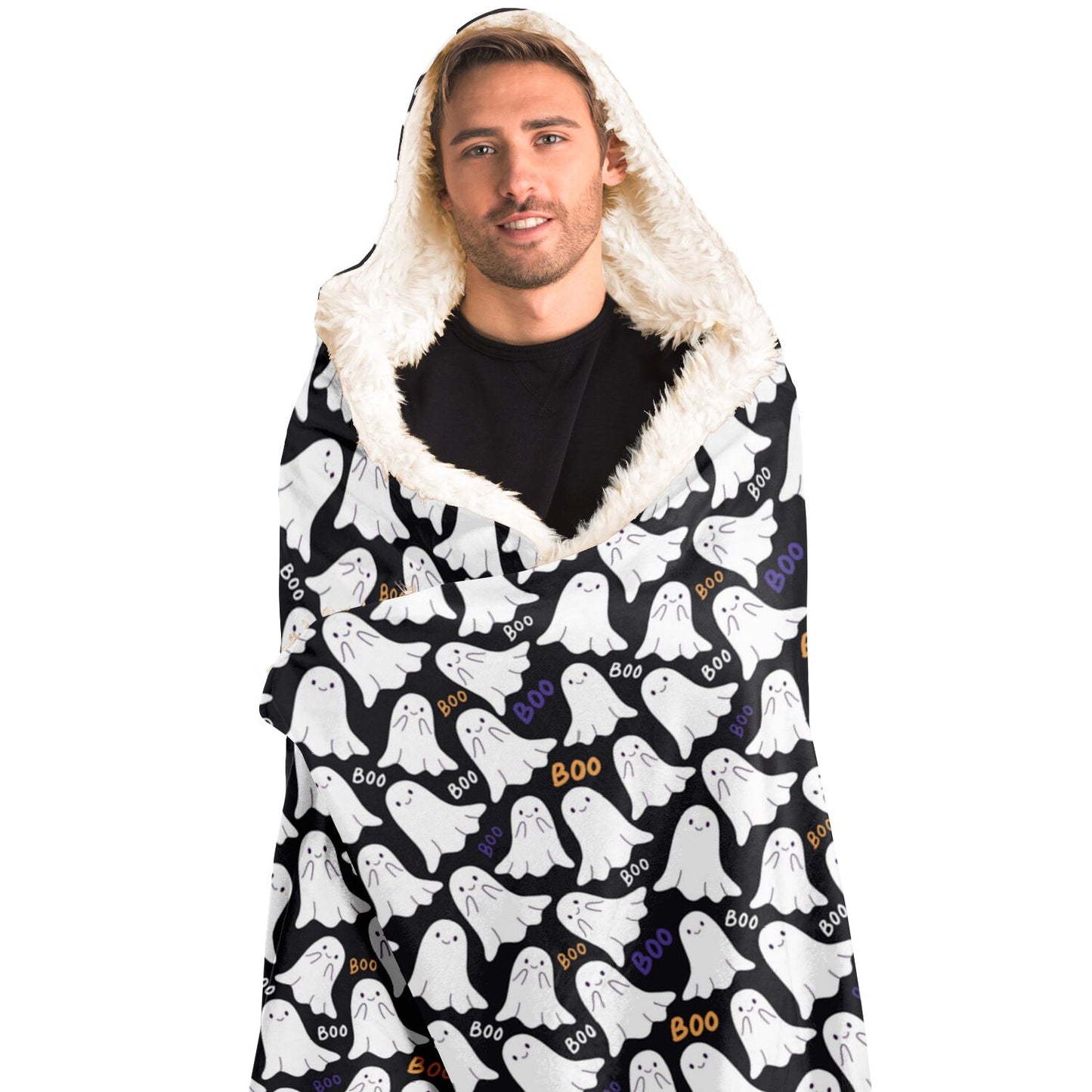 Halloween Boo Spooky Ghosts Patterned Hooded Blanket Costume - HolidayShoppingFinds