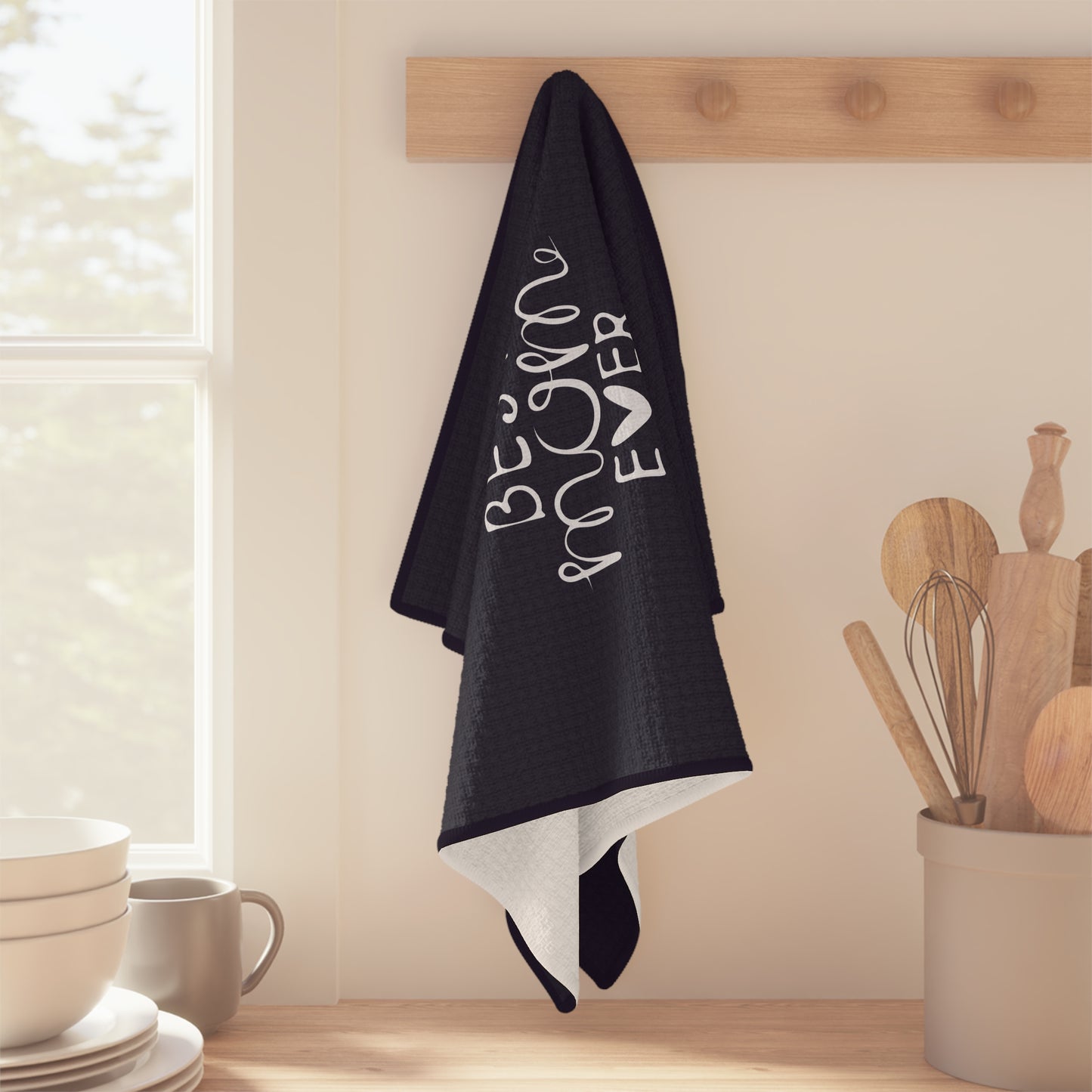 Personalized Best Mom Ever Kitchen Towel Blue, Mom Gift, Baby Elephants Towel - HolidayShoppingFinds