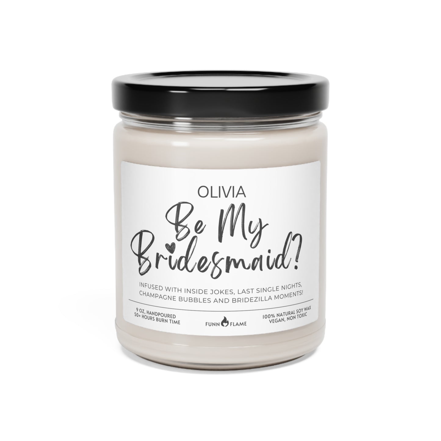 Personalized Bridesmaid Proposal Candle Gift, Bridal Party Gift (C) Besties, Candle Gift 100% Vegan Eco-Friendly Unscented 9oz - HolidayShoppingFinds