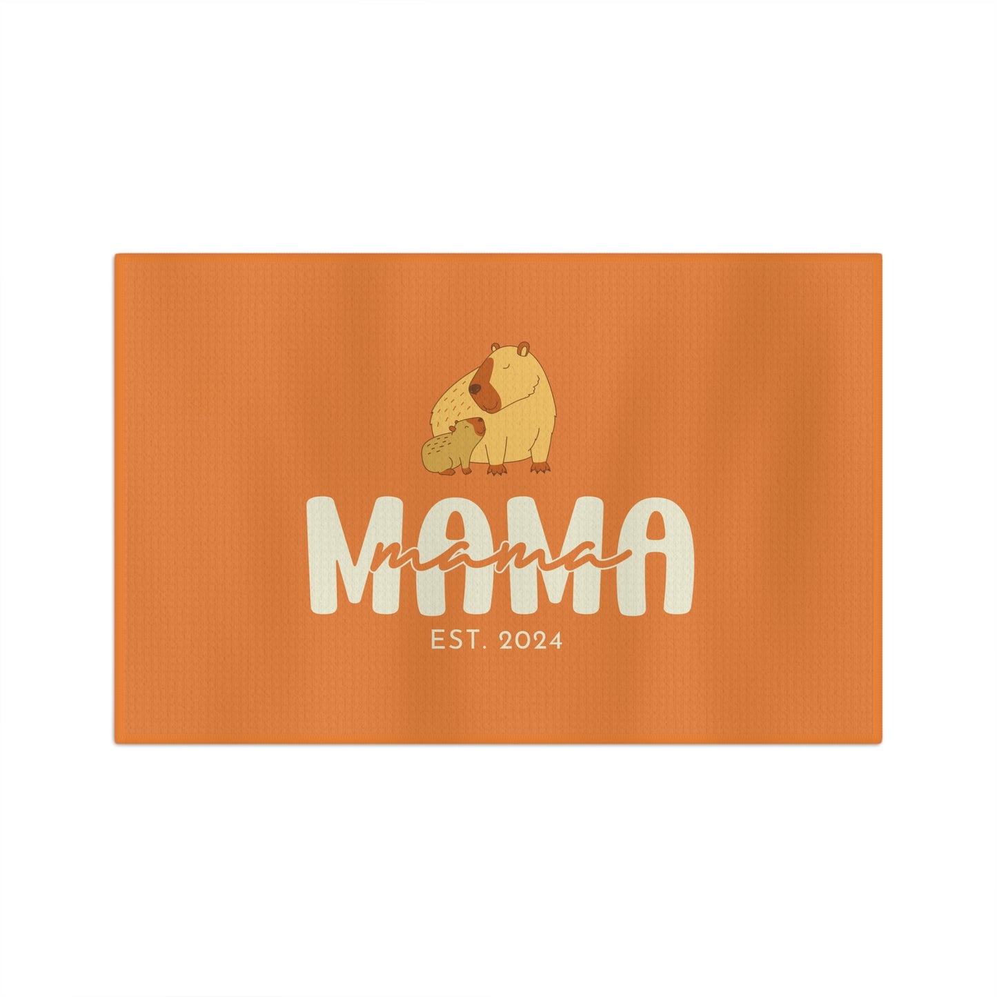 Personalized Mama Capybara KitchenTowel Orange, Gift For Mom 16'' × 25'' - HolidayShoppingFinds