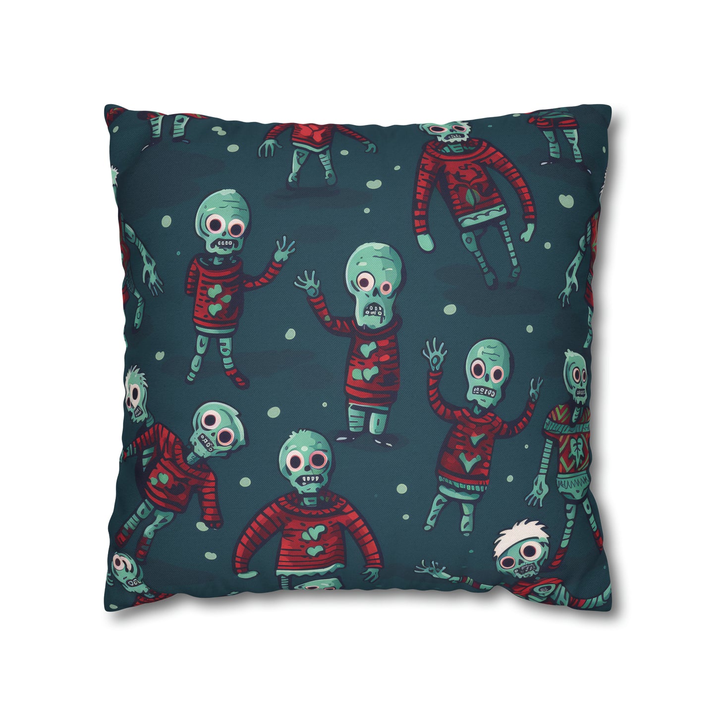 Zombie Decorative Pillowcase, Zombie Home Decor Pillow Cover Teal, Square 2-Sided Pillow - HolidayShoppingFinds