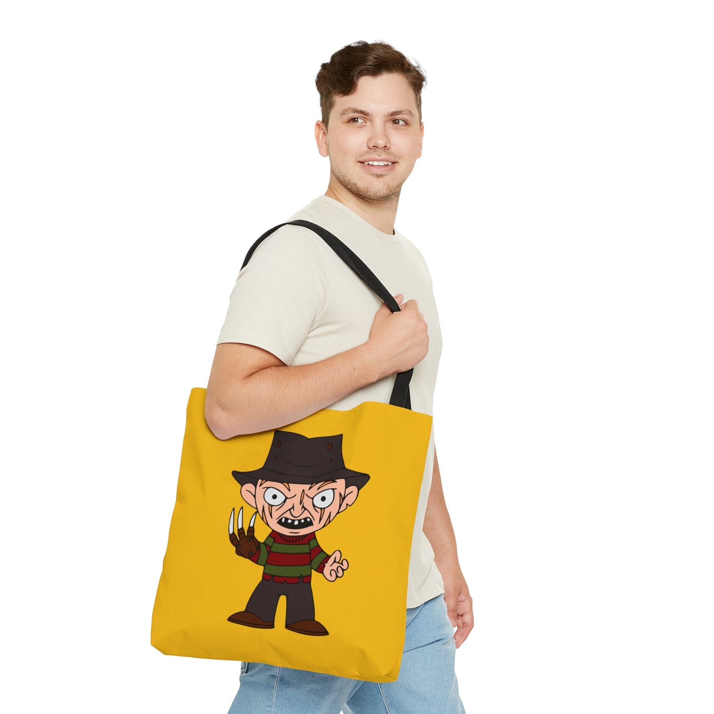 Nightmare on Elm Street Freddy Tote Bag, Halloween Handbag Yellow, Horror Movie Fan Gift, Trick or Treat Bag - HolidayShoppingFinds